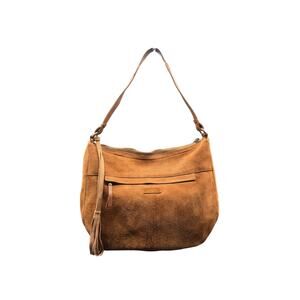 Genicci Brown Suede Leather Hobo Shoulder Bag Tassel Slouchy